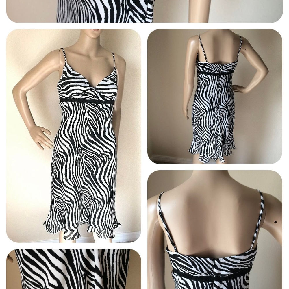 Express Womens Semi Sheer Lined Dress size 7/8 Empire Waistline Black/White
